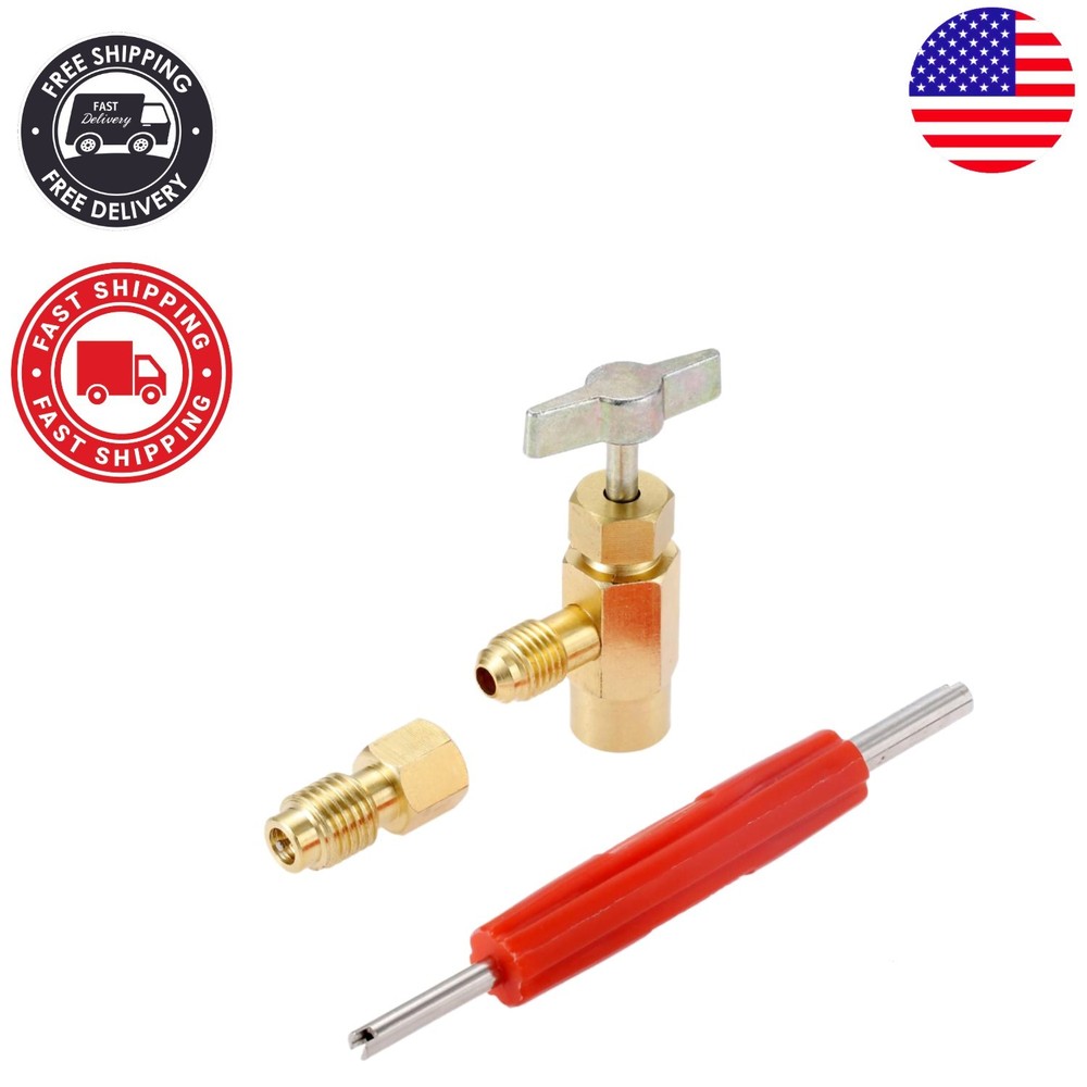 R134A Can Tap & Tank Adapter with Valve Core Remover – Durable Brass