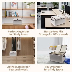 Foldable Fabric Storage Box, 16.5 x 11.8 x 9.8 inches (L x W x H), with Doubl…