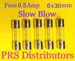 Fuse 0.5A 250V 6X30mm SLOW BLOW Glass Fuse AGC 0.5 Amp 250V 5 pieces USA SELLER