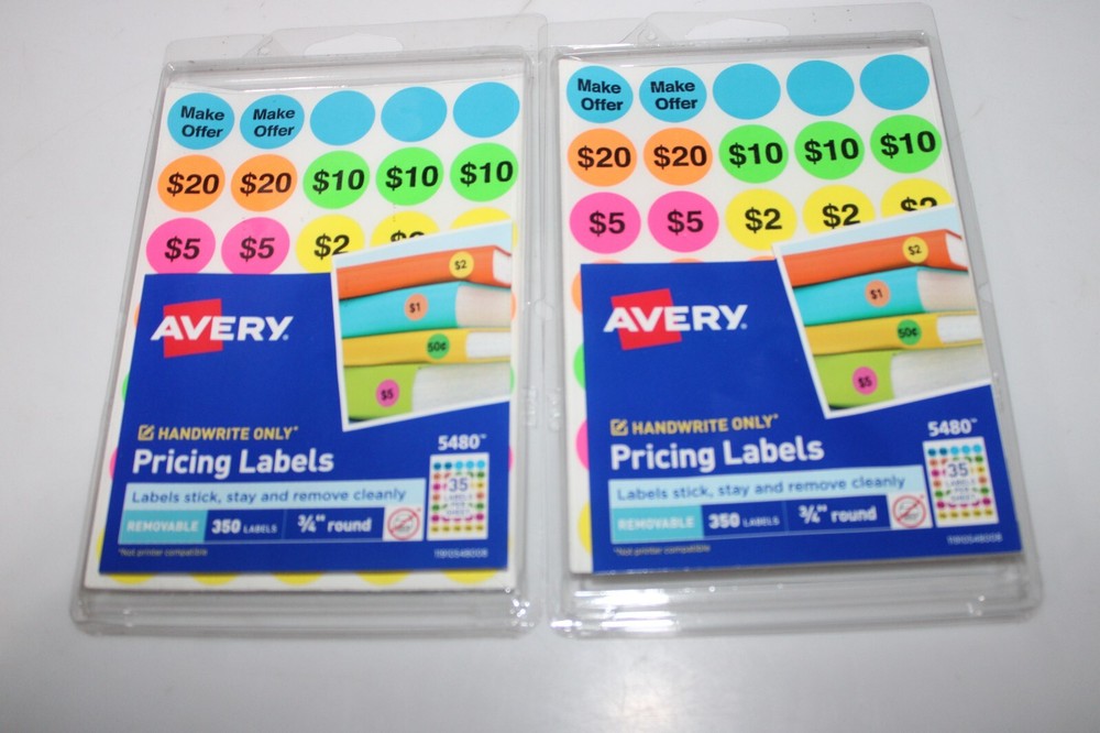 Avery Preprinted Removable Garage Sale Pricing Labels 3/4 Round 2 Packs of 350