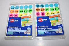 Avery Preprinted Removable Garage Sale Pricing Labels 3/4 Round 2 Packs of 350