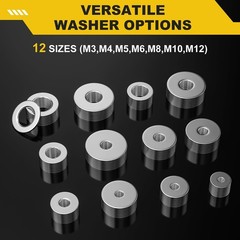 108PCS 304 Stainless Steel Fender Flat Washer Assortment Kit M3-M12 12 Sizes