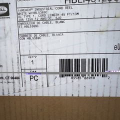 Hubbell HBLI25123C20 Industrial / Commercial Cord Reel 45 ft. NEW (strapped box)