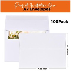 A7 Printable White Envelopes 5×7 100 Pack A7(5.25×7.25 in) – 100 Pack,