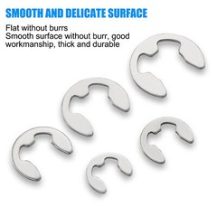 Stainless Steel 120Pcs E Clips C Circlip Kit Retaining Ring Assorted 1.5 to 10mm