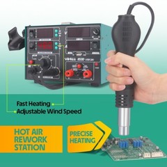 YIHUA 853D 800W 3-IN-1 Multi Station Iron Hot Air Gun 2A USB DC Power Supply