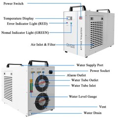 US Stock CW-5200 Water Chiller Industrial 6L for Laser CO2 Cutter Tube Engraver