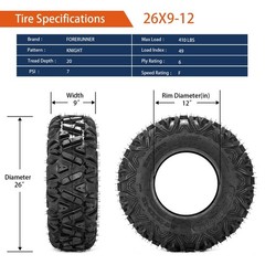 FORERUNNER 26×9-12 ATV Tires, All Terrain (Pack of 2, Tubeless)