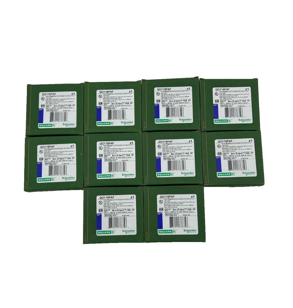 (10) New Square D QO115PAF Combination Circuit Breaker AFCI 15A 1P 120V