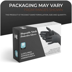 Black Nitrile Disposable Gloves – Latex-Free, Powder-Free, Pack of 100.