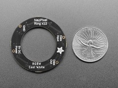 Adafruit NeoPixel Ring, 12 RGBW LEDs, Cool White ~6000K, 5050 SMD, 2853