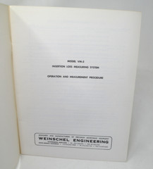 WEINSCHEL ENGINEERING Model VM-3 Insertion Loss Measuring Operation Manual