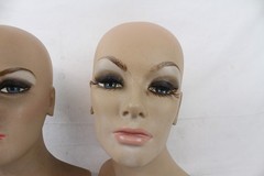 2 Vintage Fiberglass Mannequin Head Wig Painted Eyes Halloween Bust White