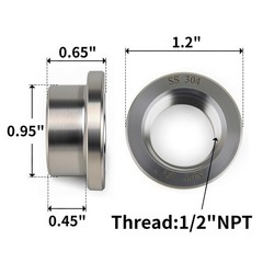 1/2″ NPT Female Weld on Bung Weldable Fitting OD 0.95″ with Top Head Flange O…