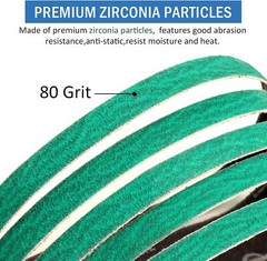 SATC 1/2 Inch x 18 Inch Zirconia Sanding Belts for File Sander, 10-Pack 80 Grit