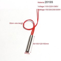 5pcs 8mmx80-150mm Cartridge Heater 201SS Electric Mould Pipe 150-300W 110V/220V