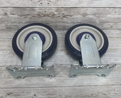 HUBERT Caster Blue Polyurethane Top Plate 2 Swivel &2 Fixed 5″ Wheel 50880 Set-4