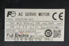 3.5kg FUJI Used GYS751D5-HC2 0.75kW Key Type AC Servo Motor MOT-I-4272=9E28