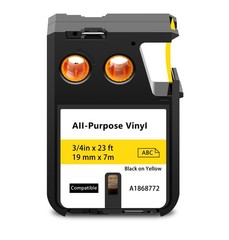 19mm 1868772 Vinyl Label Tape for DYMO XTL-300 XTL-500 Black on Yellow 5pk