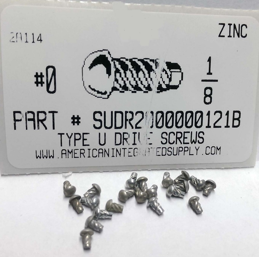#0x1/8 Round Head U-Drive Screws Steel Zinc Plated (100)