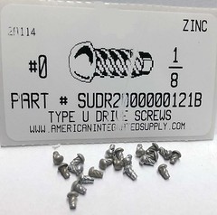 #0x1/8 Round Head U-Drive Screws Steel Zinc Plated (100)