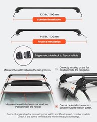 Roof Rack Cross Bars, Universal Fit for Naked Roofs Without Raised Rails/Flush R