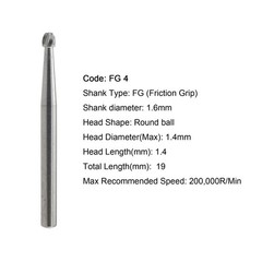 50pcs Dental Carbide Burs Round Friction Grip High Speed FG 245 330 2 4 6 8 557