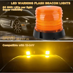 60 LED Beacon Strobe light Flashing Emergency Light Amber roof top lamps