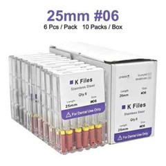 Dental Endo Root Canal File K-files 25mm Stainless Steel #6#8#10#15-40 Hand File