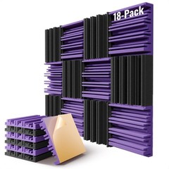 18 Pack Sound Proof Foam Panels for Wall,12″ X 12″ X 2″ Self-Adhesive Acousti…