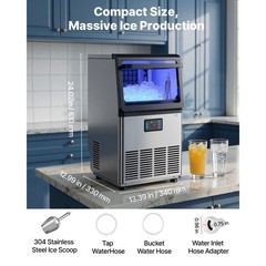 Uimoso 90lbs/24h Commercial Ice Maker for Bar and Restaurant with 13lbs Storage