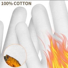 100% COTTON WHITE GLOVES Sizes-S to 2XL Moisturising Eczema TOUCH SCREEN UNISEX