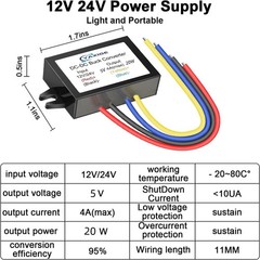 DC 24V to 5V 4A (max) 20W Step-Down Voltage Regulator – Waterproof Step-Down Mod