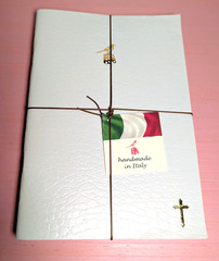 3 Bieffe Handmade Journal Notebook Made in Italy White Faux Leather Cross Logo