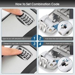 Wall Mounted Key Lock Box Key Safe Box Weatherproof 4 Digit Combination Key Stor