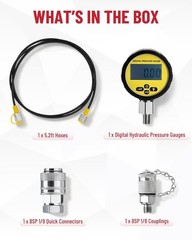 10000PSI Digital Hydraulic Pressure Gauge Test Coupling Kit 1/4 NPT 700BAR/70Mpa