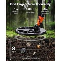 Uimoso Metal Detector for Adults with 8″ Waterproof Coil for Gold Detection