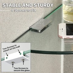 SAYAYO Glass Corner Shelf for Wall, Tempered Floating Glass Shelves for Bathr…