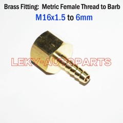 Metric Female Thread M16 M16x1.5 Barb 6mm 1/4″ in Adapter Hose Fitting Connector