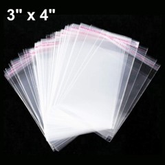 100PCS 3″ x 4″ Clear Resealable Self Adhesive Cello Tape OPP Poly Plastic Bags
