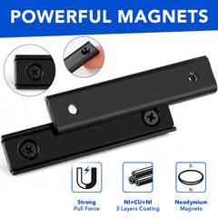 12 Pack Neodymium Bar Magnets, 70LB Strong Rare Earth Mounting Magnet Heavy Duty