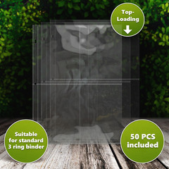 50 Pack 4 Pocket Seed Storage Organizer Sleeves for 3 Ring Binders 3.5×5.25