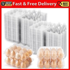 100 Packs Egg Cartons Cheap Bulk Plastic for 12 Eggs Clear Egg Cartons