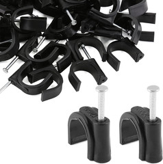 100 Pieces Half Clamps J Hook with Nail 1/2 & 3/4 Inch Black Pex Support Holder