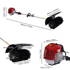 Gas Power Nylon Brush Broom Sweeper Artificial Grass Driveway Turf Snow Clean US