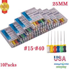 10Pack Endodontic K Files Dental Root Canal SS Hand Use Endo #15-40Assorted 25MM