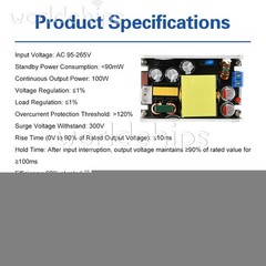 AC 95-265V to DC 24V 4A / 12V 8A 100W High-Power Switching Power Supply Board