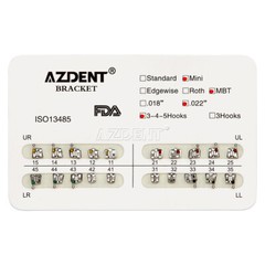 US AZDENT Dental Orthodontic Metal Brackets Braces Mini MBT.022 Hooks 3-4-5