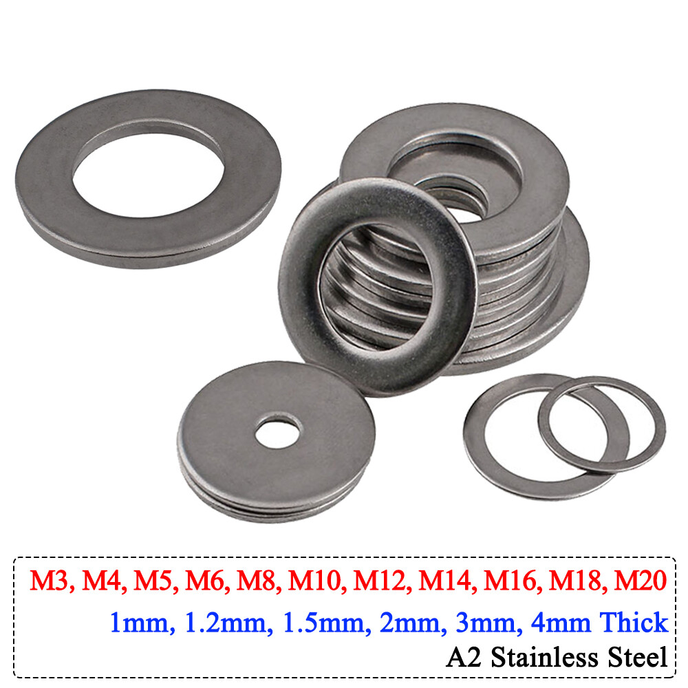 Flat Plain Washers M3 – M20 Thick 1mm 1.2mm 1.5mm 2mm 3mm 4mm A2 Stainless Steel