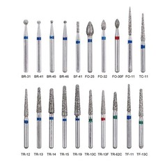 100Pcs 20Types Dental Diamond Burs for High Speed Handpiece Medium Friction Grip